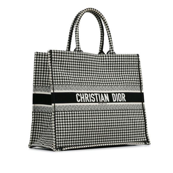 Dior Large Canvas Houndstooth Embroidered Book Tote - Picture 1 of 9